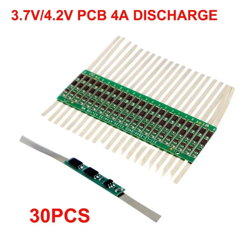 

30pcs 3.7v 1 string PCB 4A discharge Balance IC Protection Board Welding Nickel Sheet DIY 4.2v 18650 21700 Lithium Battery pack