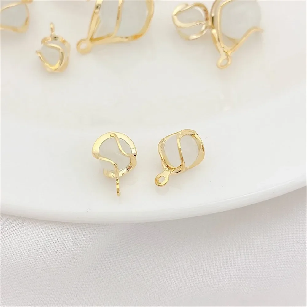 Alambre de cobre chapado en oro de 14K18K alrededor de piedra de ojo de gato colgante de gota de agua cuentas de joyería DIY para pulsera accesorios artesanales