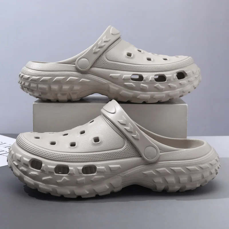 

Men Summer Slippers Close Toe Leisure Clogs Soft EVA Anti-slip 2 Way Wear Shoes Couples Indoor Beach Slides Street Sandals