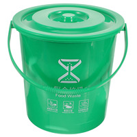 Portable Trash Can 10L Round Bucket Lid Compost Bin H held Waste Container Plastic Storage Home Office Dry Container Countertop