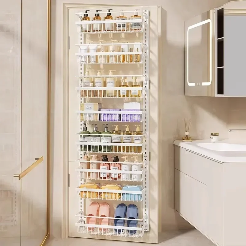 Bathroom storage rack, door rear shelf, crevice wall hanging, narrow shelf, multi-layer bathroom storage rack, adjustable shelf