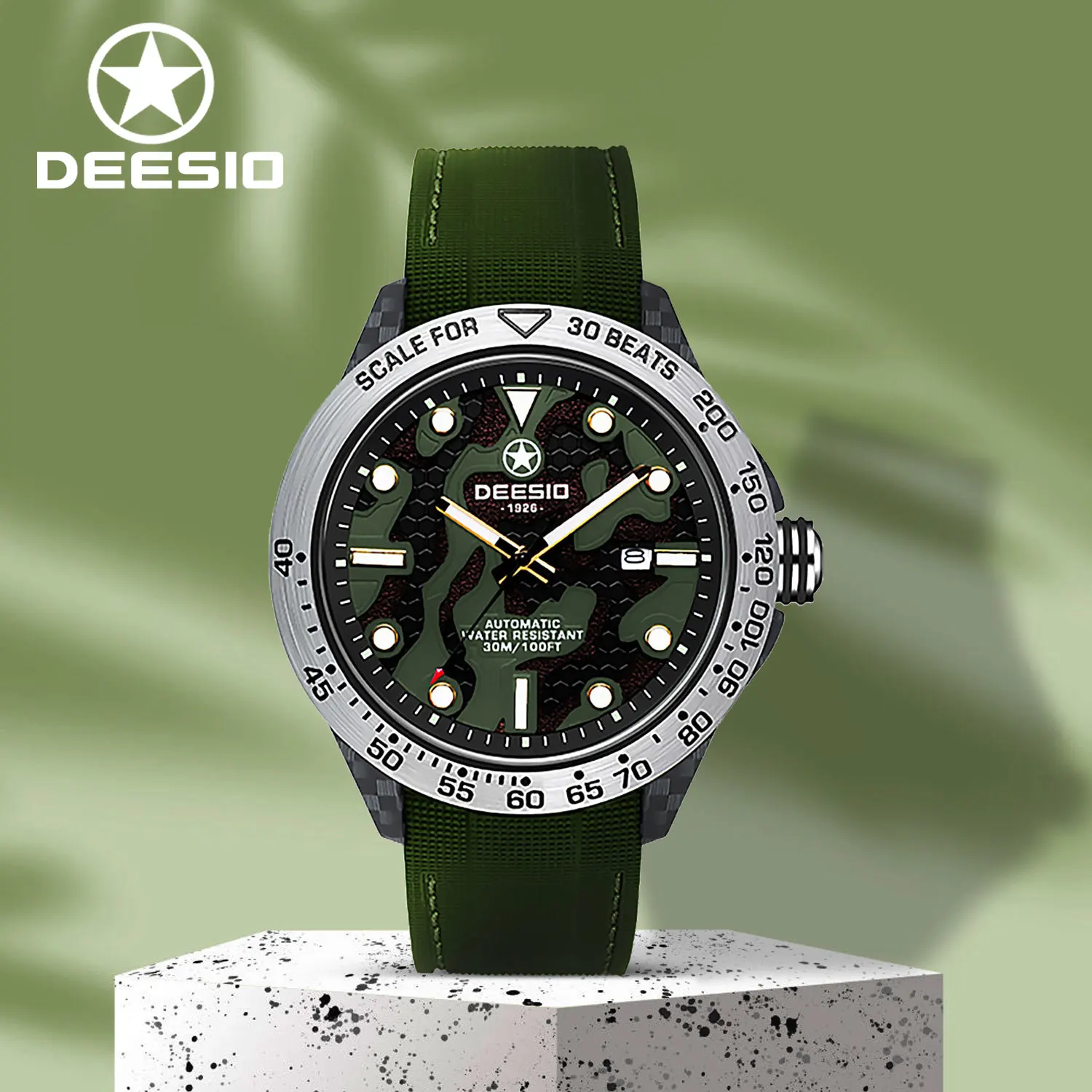 

Deesio Men's Automatic Luxury Watch Unique Dial Silicone Strap 50m Waterproof Business Casual Sport New 2025 Sale Gifts for Men