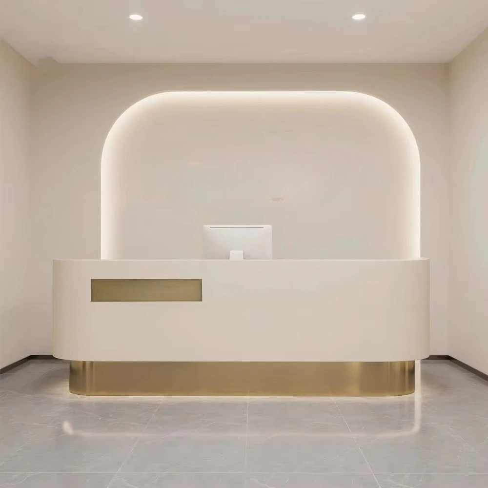 &c Simple Vintage Baking Paint Shop Front Reception Desk for Dental Clinic Led Light