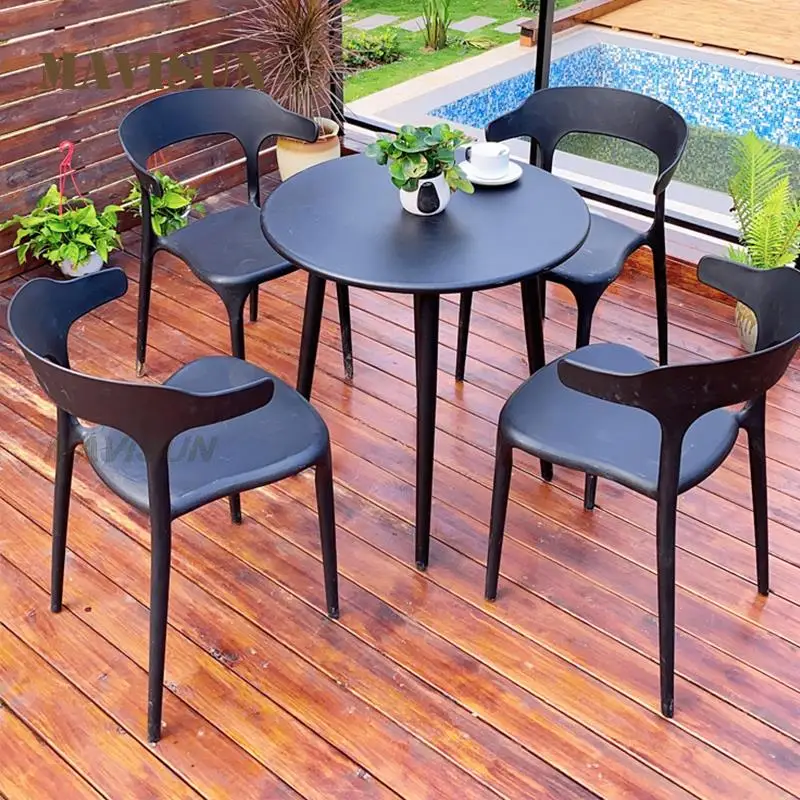 

Outdoor Table And Chair For Courtyard Garden Terrace Restaurant Carbon Steel Dining Set Leisure Plastic Combination