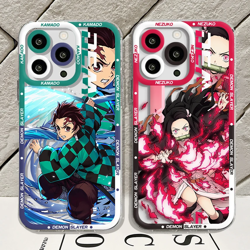 Demon Slayer Anime Coque de téléphone transparente en silicone souple, Japon, iPhone 15 14 13 12 Mini 11 Pro Max X Poly XS 7 8 SE20 Plus