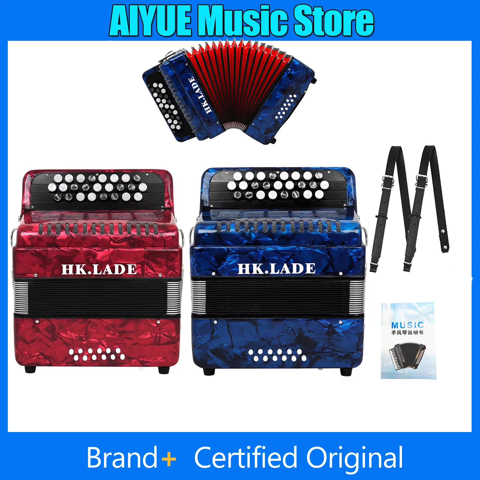 

HK-LADE Bayonne Accordion Push Button 25 Keys 12 Bass Bayonne Professional Keyboard Instrument With Carrying Strap Backpack