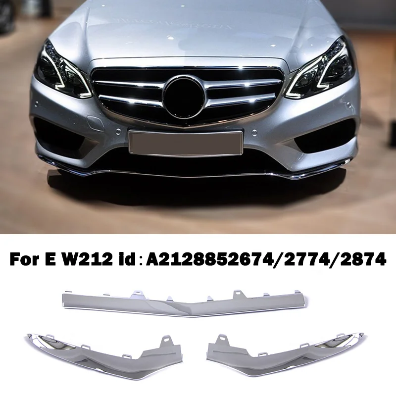 

For Mercedes Ben E Class W212 E550 E350 E400 a2128852774 a2128852874 a2128852674 Front Bumper Lip Spoiler Chrome Chromium Trim