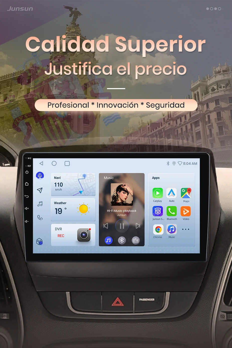 Junsun Radio Voz AI für Hyundai Tucson 2 ix35 2009-2015 Kabelloses CarPlay Android Auto Autoradio 2DIN mit Bluetooth DAB+ GPS – Detail 2