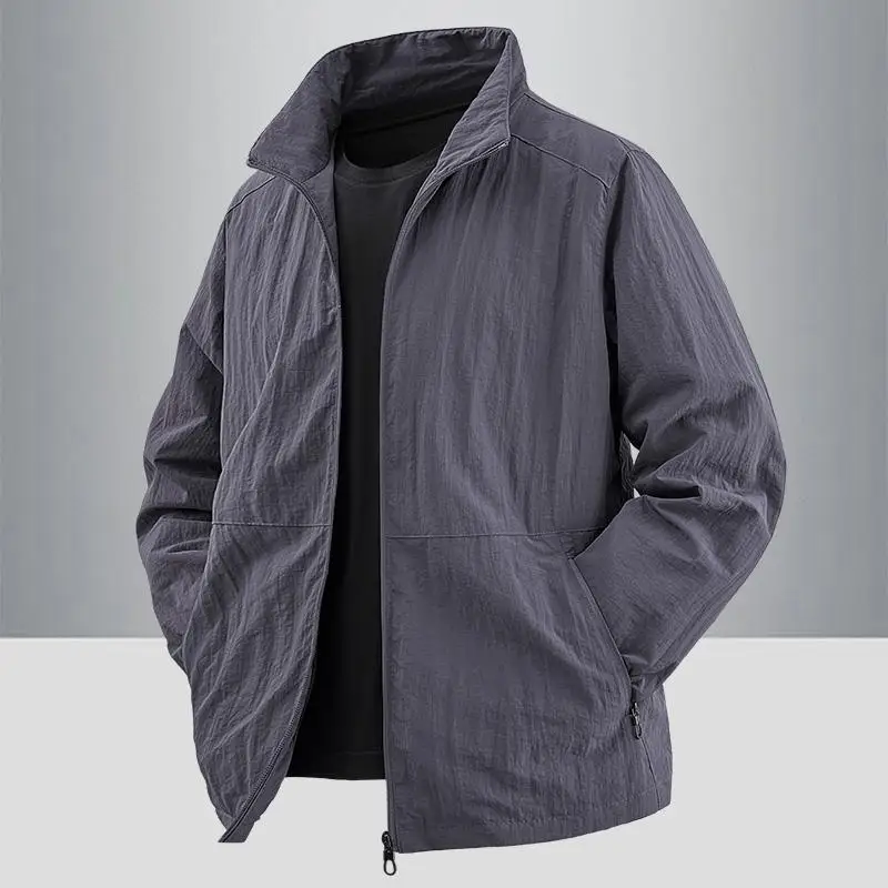 

Мужская повседневная легкая ветровка Jaet, новинка 2025, длина Sle ort, водонепроницаемое ветрозащитное спортивное пальто, пальто с воротником-стойкой