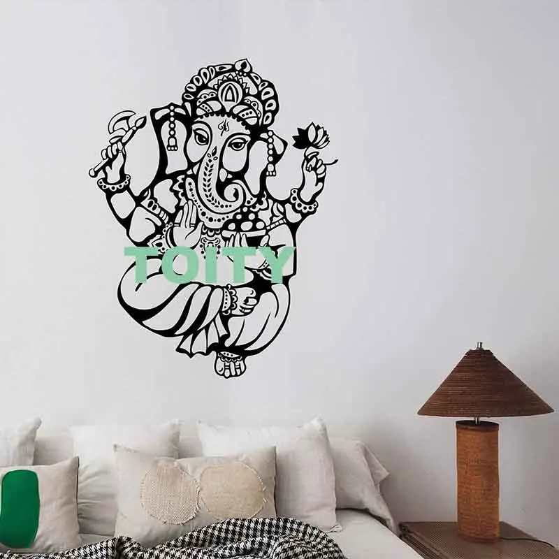 Hindu God Ganesha Wall Vinyl Sticker Indian Elephant Decal Home Interior Bedroom Decor Asia India Design Mural