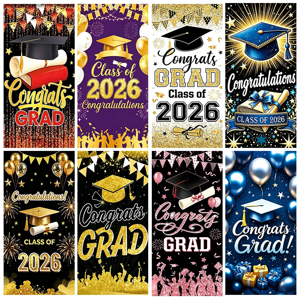

Graduates Photography Backdrop 2026 Graduation Season Door Cover Banner Congratulations Prom Party Decor Supplies Can OutdoorUse