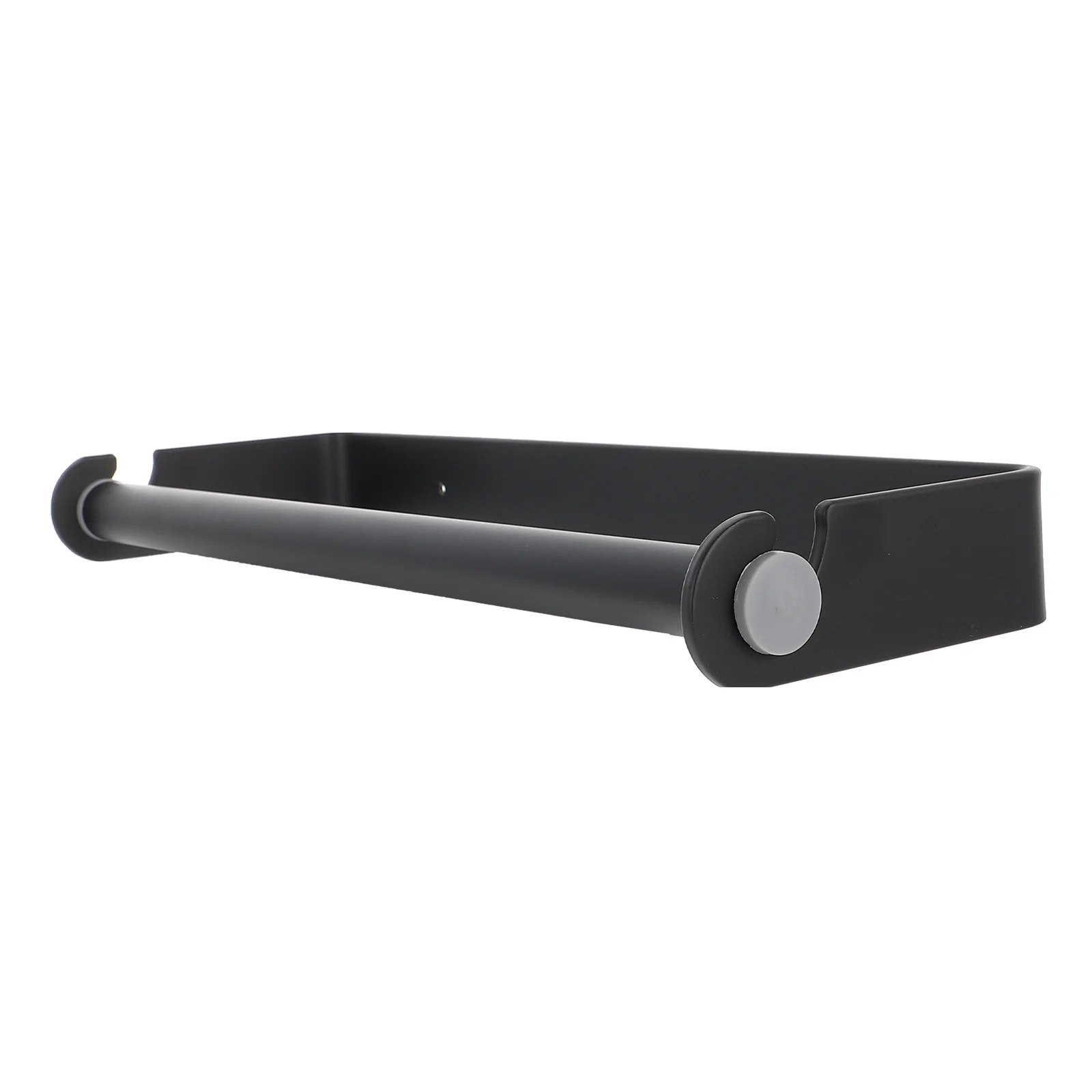

Wall Mounted 32cm Black Paper Holder Under Cabinet Roll Organizer No Punch Shelf Space Aluminum Kitchen Towel Rack Bath Facility