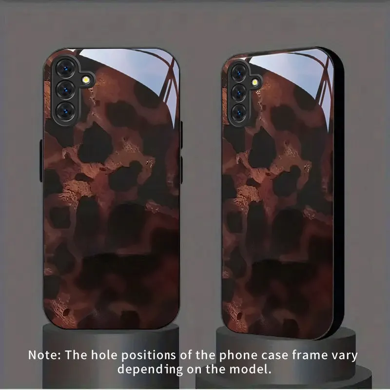 

New Brown and Black Mottled Pattern Tempered Glass Phone Case for Samsung S26/S25/S24/S23/S22/S21 and other models