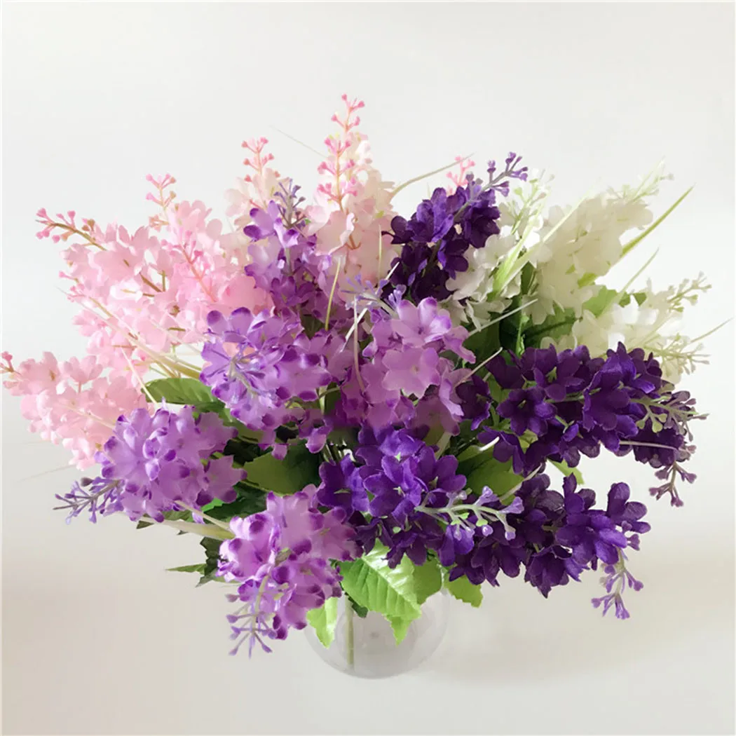 

5 Heads Hyacinth Violet Flower Fake Silk Artificial Flowers Birthday Party For Office Party Wedding Home Decor Flowers