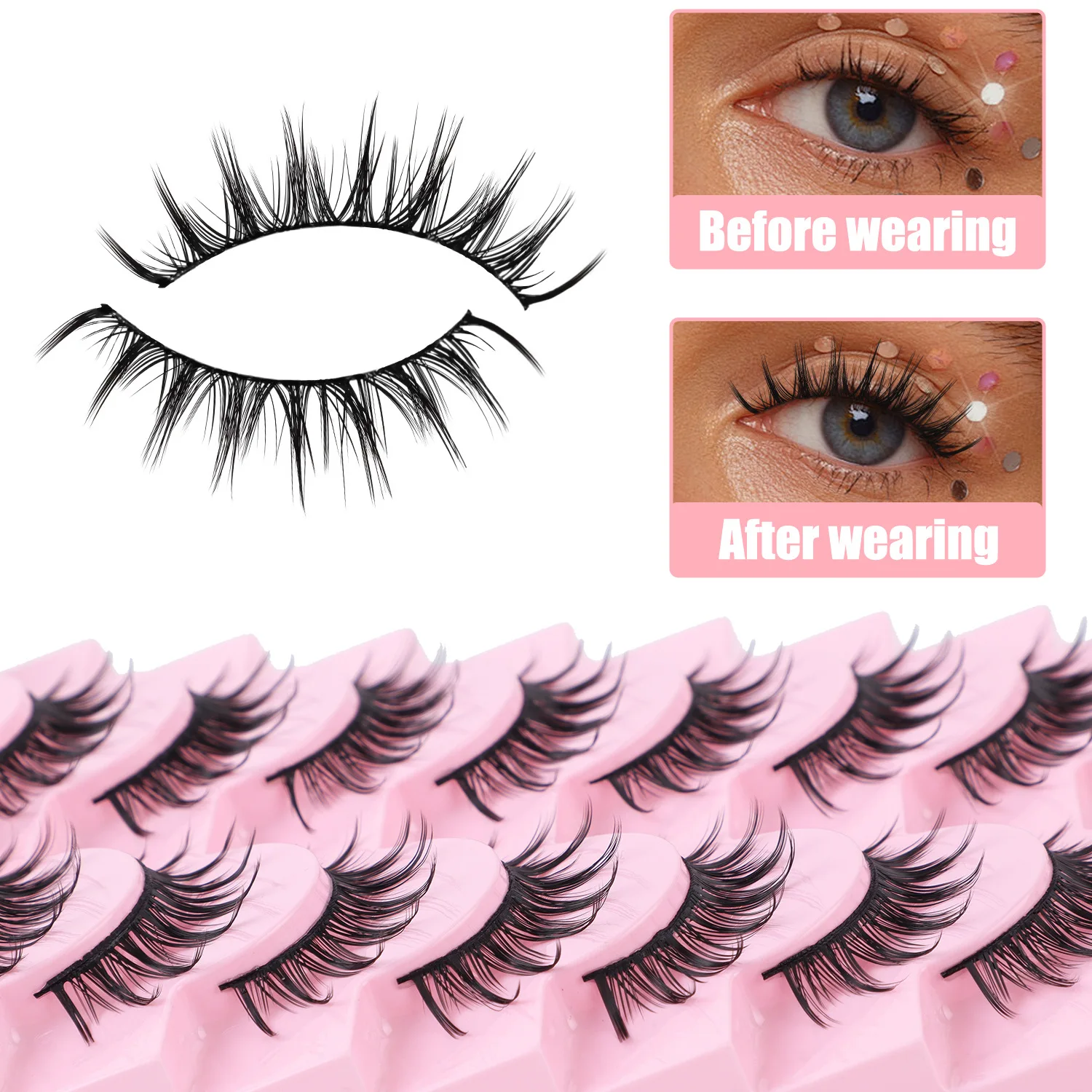 Barbie Eyelashes Thick Comic Demon False Eyelashes, Natural Eyes Women's Daily Matching Eyelash Set