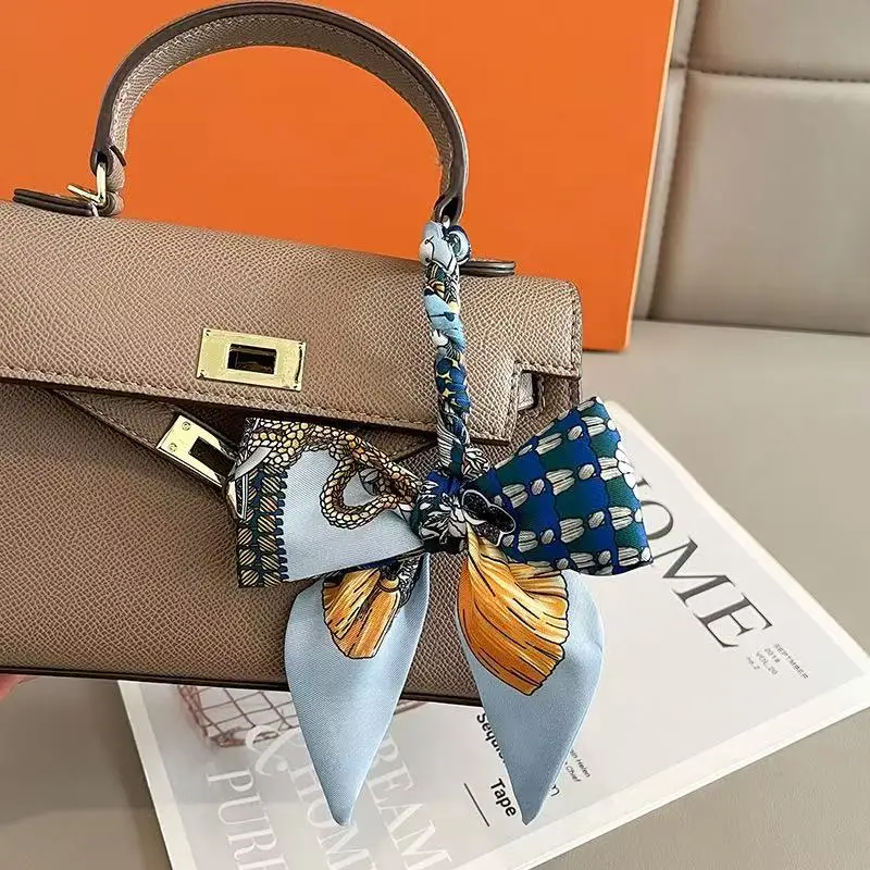 Samurai Armor with Bags and Accessories Versatile Small Silk Scarves Classic Temperament Ribbon Tied Bags Women 5*90cm