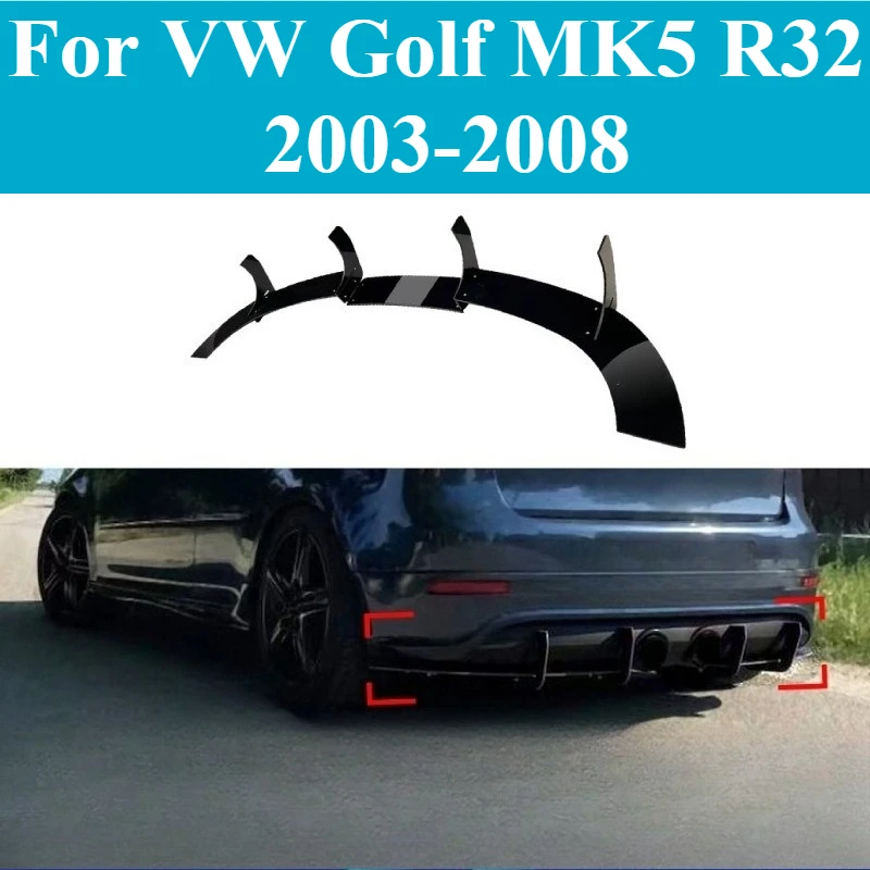 

For VW Golf MK5 R32 2003-2008 Rear Diffuser OE Style Polypropylene Plastic Bumper Lip Spoiler Direct Bolt-On No Cutting Needed