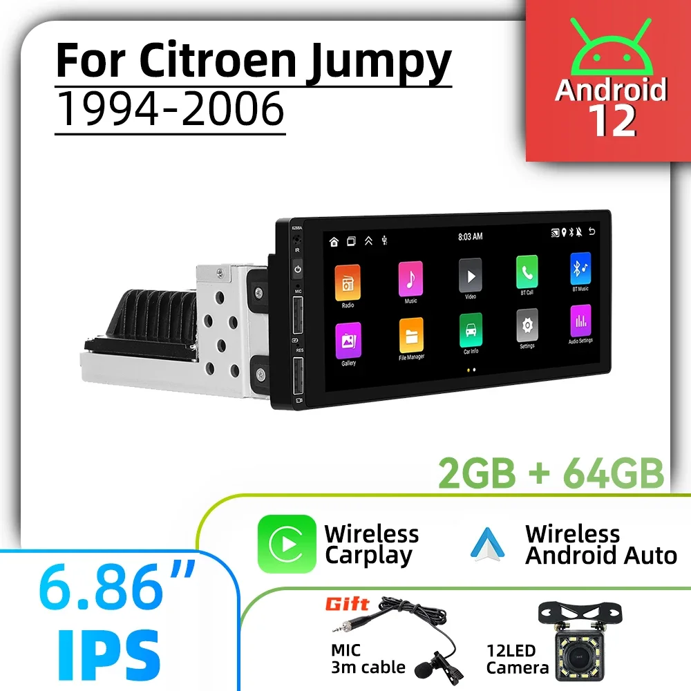 

6,86 "1 Din Android радио автомобильный мультимедиа для Citroen Jumpy 1994-2006 стерео головное устройство Carplay Android авторадио GPS BT WIFI