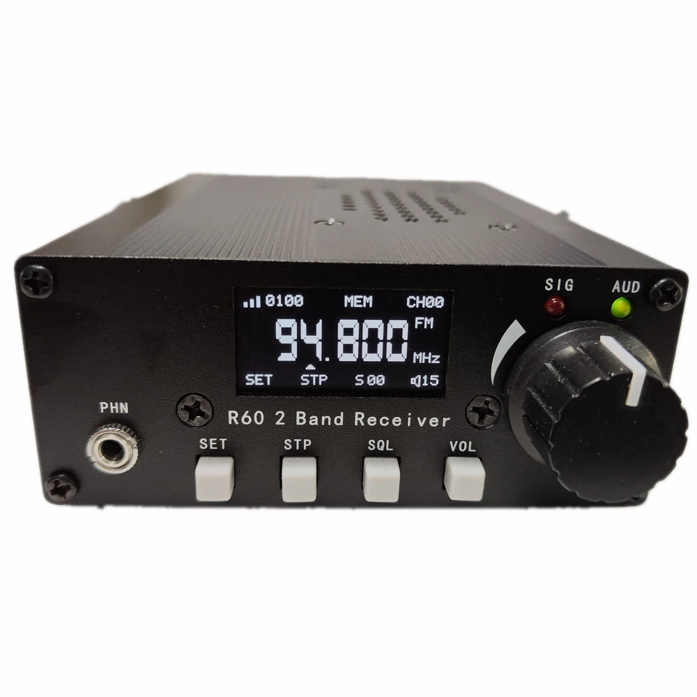 DIY Aviation Radio R60 FM 88-108MHz Air Band 118-136MHz Receiver Aviation Radio PLL Secondary Frequency Conversion +Metal Case