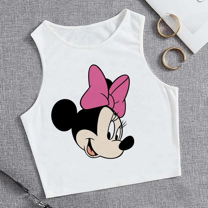 90s Y2k Vest Mickey Minnie Mouse Crop Top T-shirt Women Tank Top T Shirt Female Tshirt Clothes Kawaii Disney Cropped Tshirt