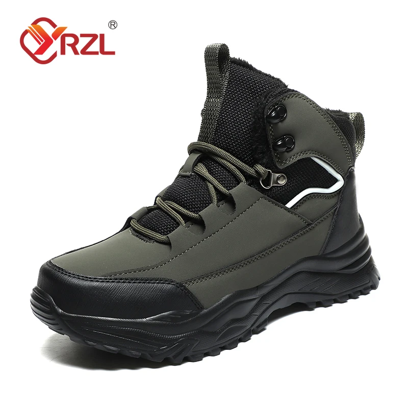 

YRZL Mens Snow Boots Winter Waterproof Man Shoes Keep Warm Male Ankle Boots Outdoor Hiking Boot for Man Size 48 Hiking Shoes