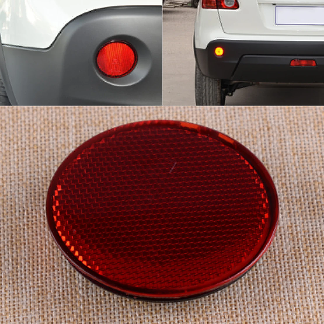 CITALL Red Left Rear Bumper Round Reflectors Light Reflective Strips Fit for Nissan QASHQAI 2007 2008 2009 2010 2011 2012-2015