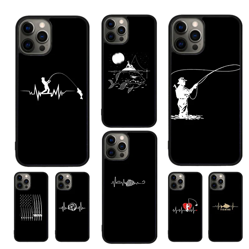 Fishing Heartbeat Phone Case For iphone 16 15 14 11 12 13 mini Pro  XR XS MAX Plus SE coque Cover Shell