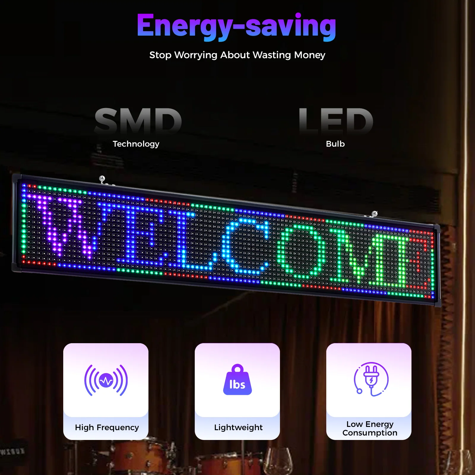 39.4 X 7.5 X 2 Inches LED Light Signs, DIY Editor Text, Full Color Display Board, Perfect for Business Advertising & Car Display