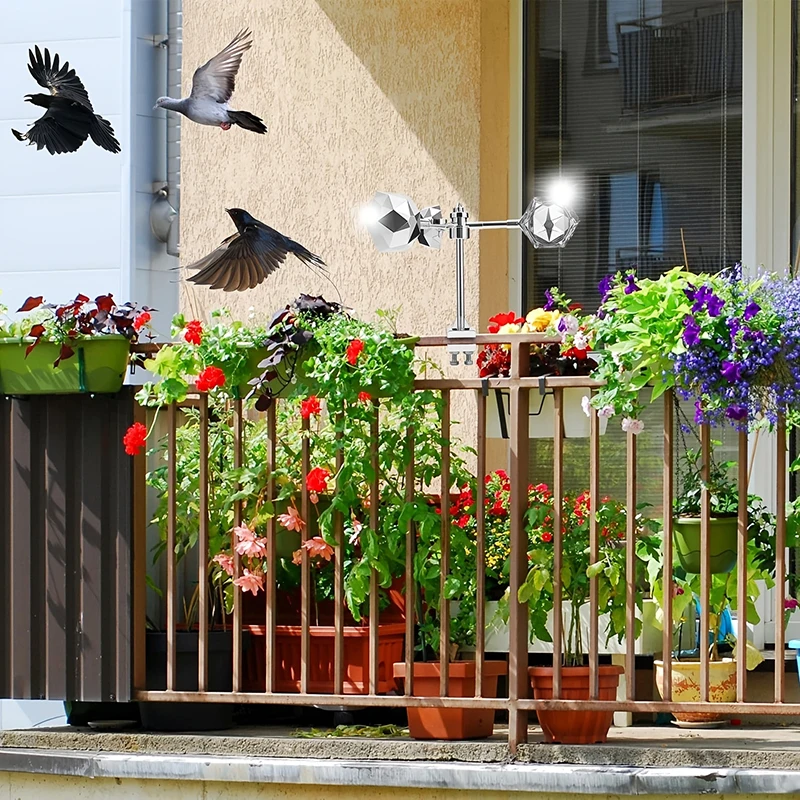 360 ° Rotierender Windkraft-Vogelvertreiber mit Diamantreflektierendem Metall zur Taubenabwehr für Garten, Dach, Balkon und Außenbereich – Detail 6
