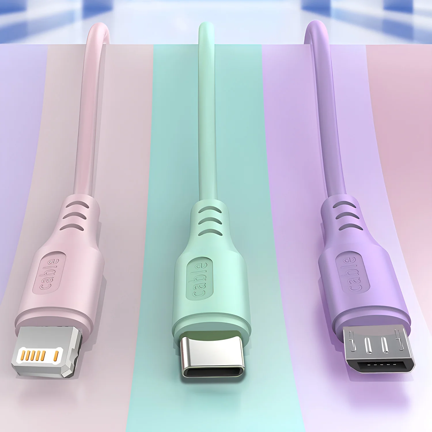 Mobile Phone Cable 3 In 1 5A Charge Cable Cord For iPhone Xiaomi Micro USB Type C Multi Port Multiple Charging Wire Line