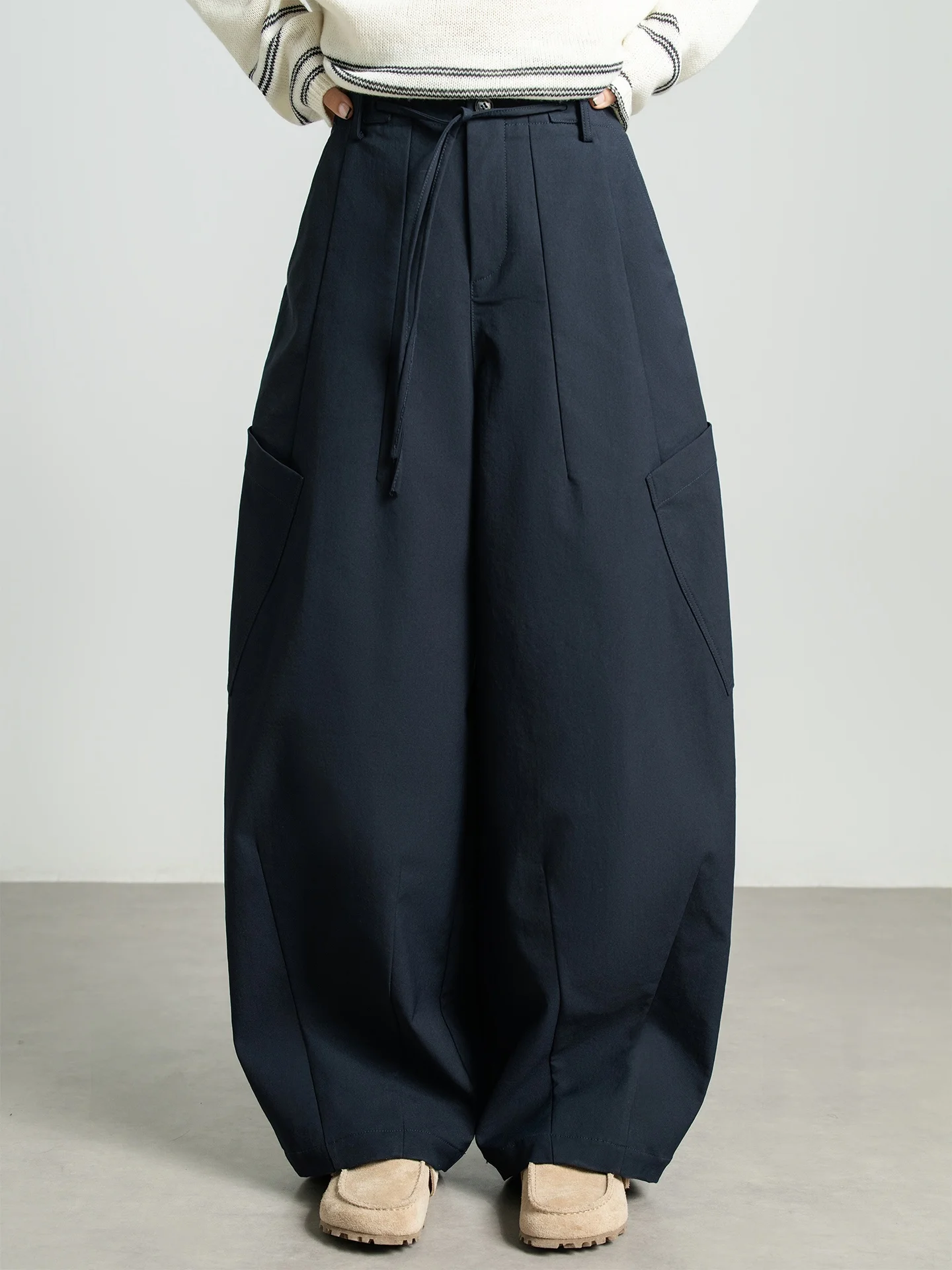 

Belin Faion Casual Wide Leg Pants Women's Loose Fit Trousers with Double Sided kets New Sle Knife Design