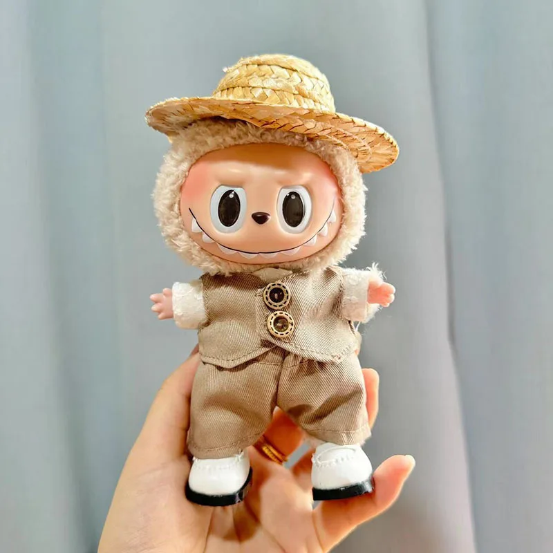 17cm Labubu Idol Dolls Plush Doll'S Cute Clothing Hoodie Outfit Accessories Korea Kpop Exo Jumpsuit Clothing Fans Overalls