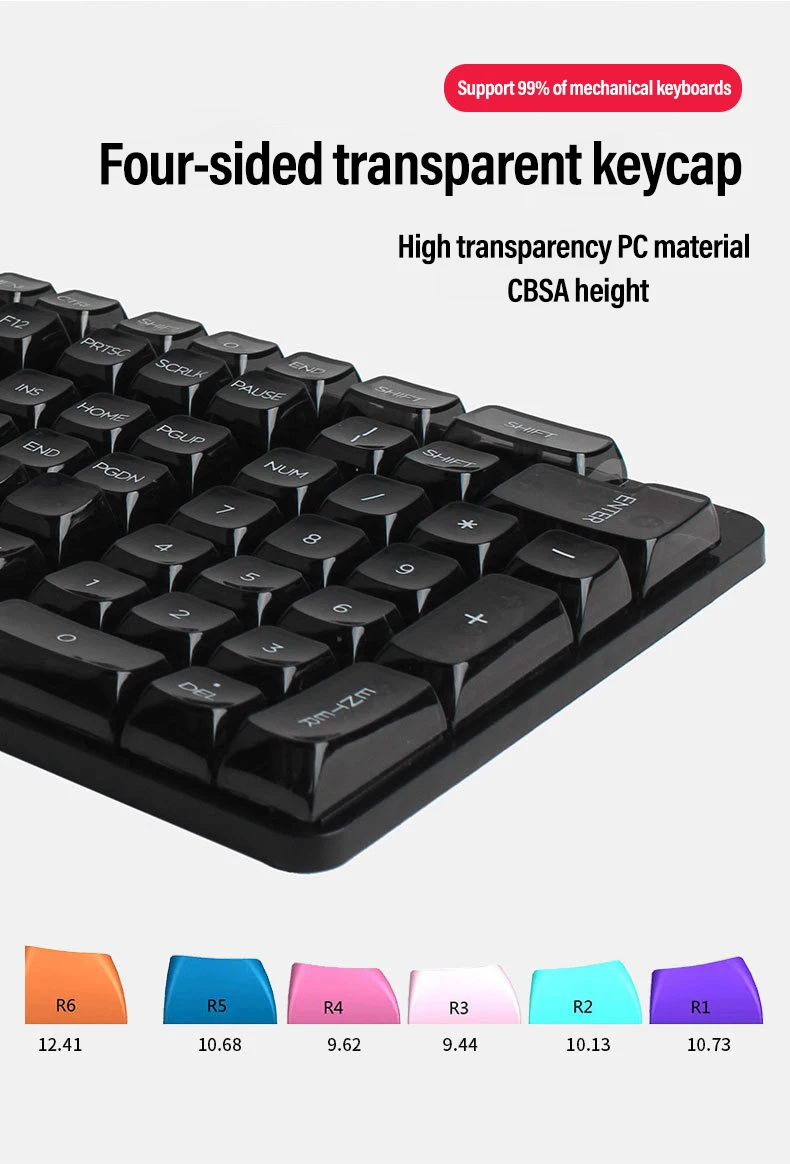 Imagem -05 - Teclas Cbsa Perfil Teclado Mecânico Transparente Keycaps Bandeja Moldada Desossado Chifre-injetado pc Keycap para Gateron Cereja mx 132