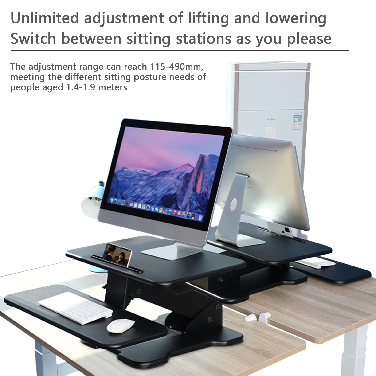 Standing lifting table, office desk, folding height frame, lifting computer monitor, moving work on the desk