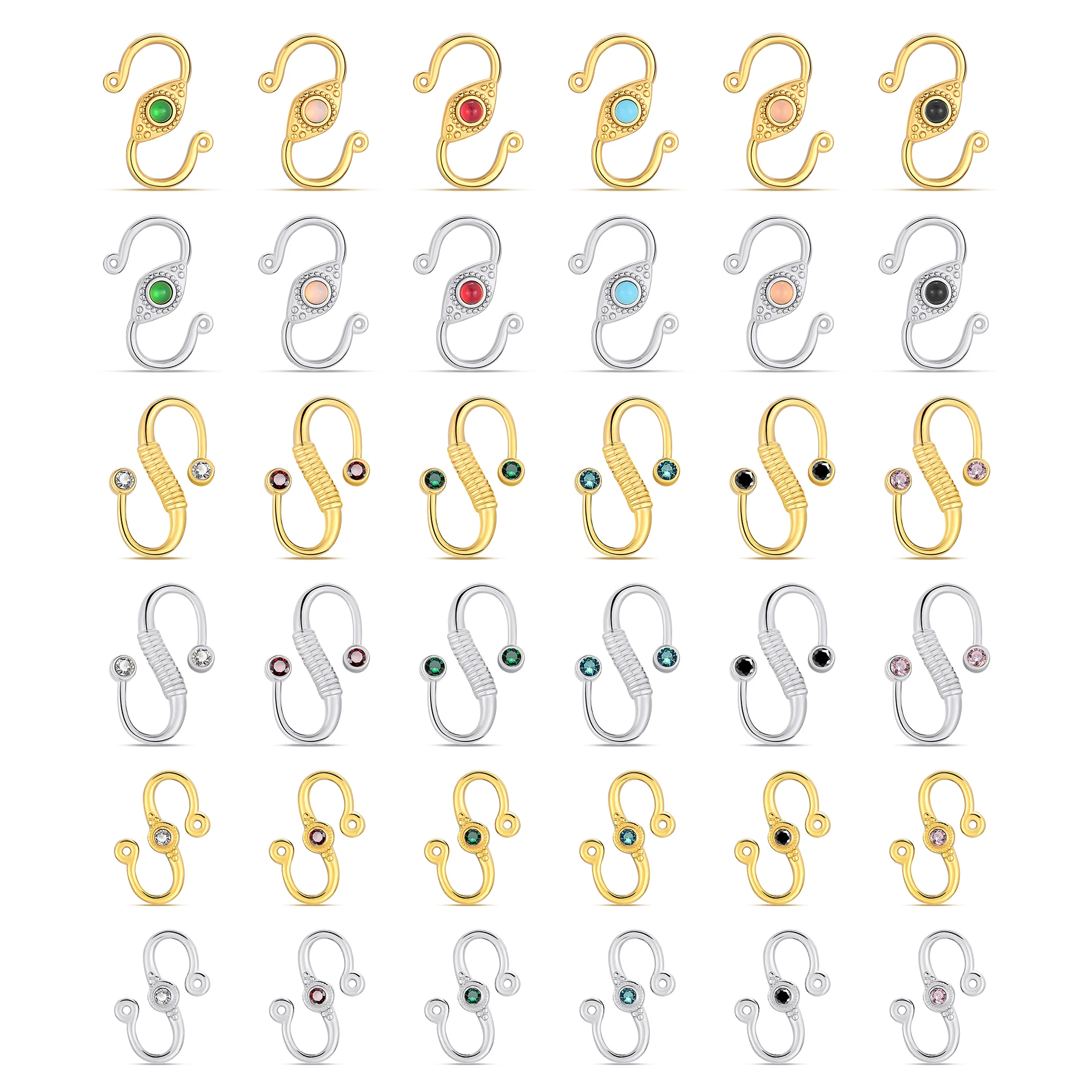 Großhandel 6 Stück Edelstahl Strass S-förmige Verschlüsse Haken Endverschluss Verbinder für Halsketten Armbänder Schmuckherstellung – Detail 1