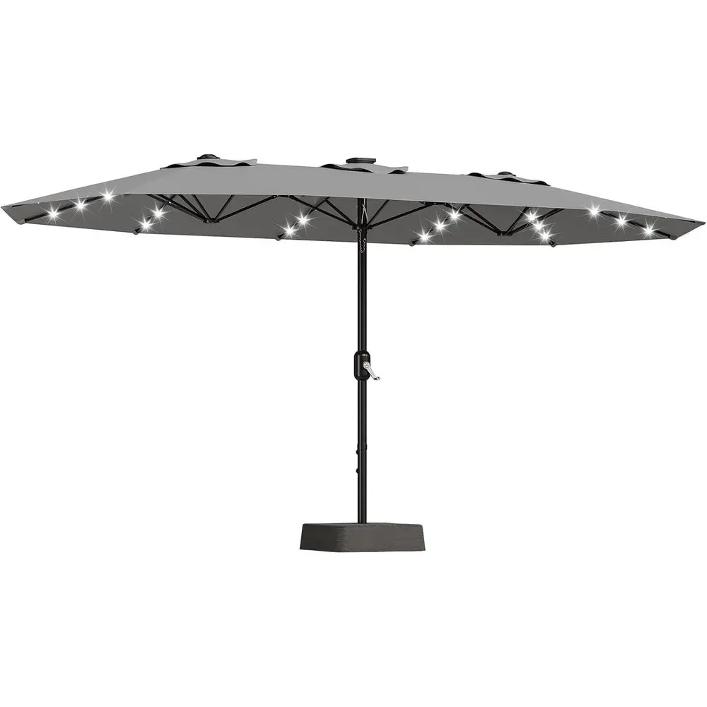 

15-Foot Large Outdoor Patio Umbrella with LED Lights and Crank, UV-Protected for Backyard, Lawn, Pool