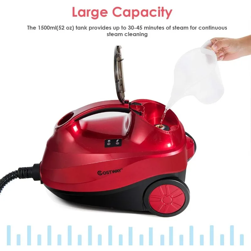 COSTWAY 2000W Multipurpose Steam Cleaner with 19 Accessories, Household Steamer with 1.5L Tank for Cleaning
