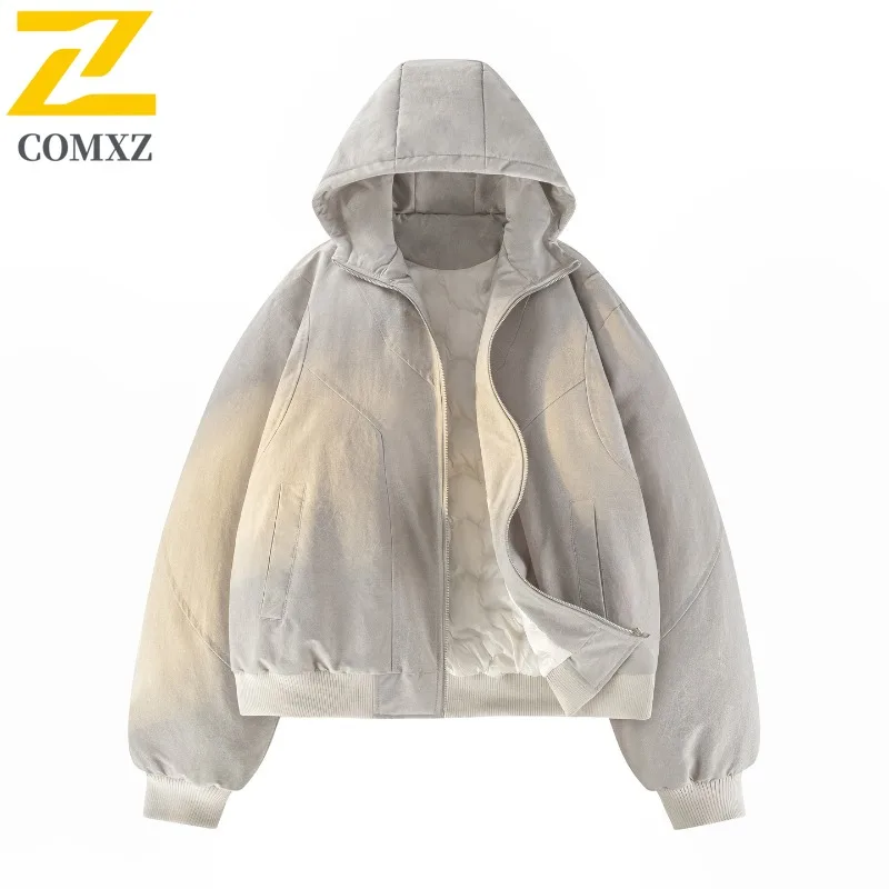 

COMXZ High Quality Puffer Jacket Solid Color Windproof Cold Proof Camping Quilted Jacket Hiking Warm Winter Jacket Mens Clothing