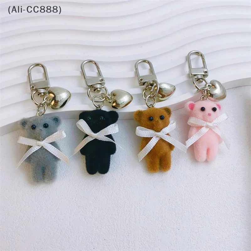 〔CC88〕Cartoon Cute Bow Bear Love Charms Keychain Pendant Sweet Keyring Bag Hanging Ornament Car Trinket Accessories Girly Gift