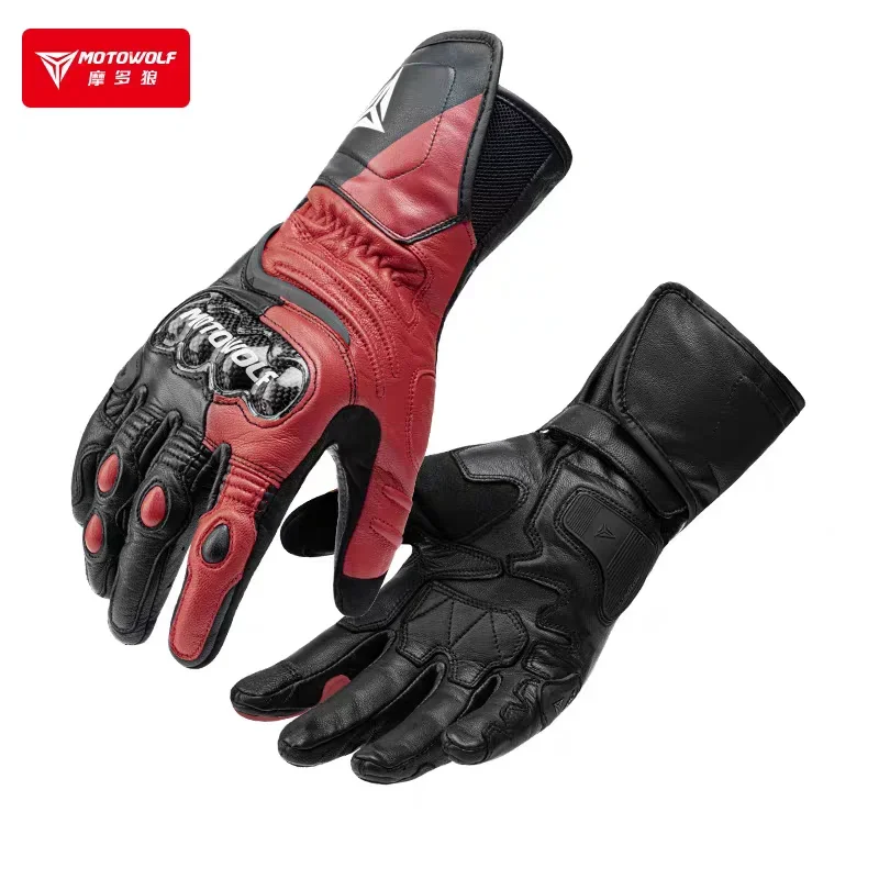 Motowolf Motorcycle Gloves for Man Summer Touchable Screen Non-slip Leather Carbon Fiber Material Anti Fall Motorcycle Gloves