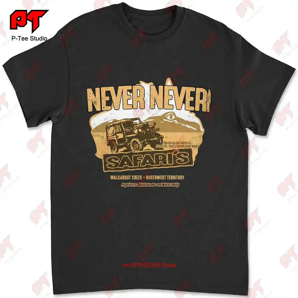 80S Film Movie Crocodile Dundee Inspired Never Safari T-shirt F4DC