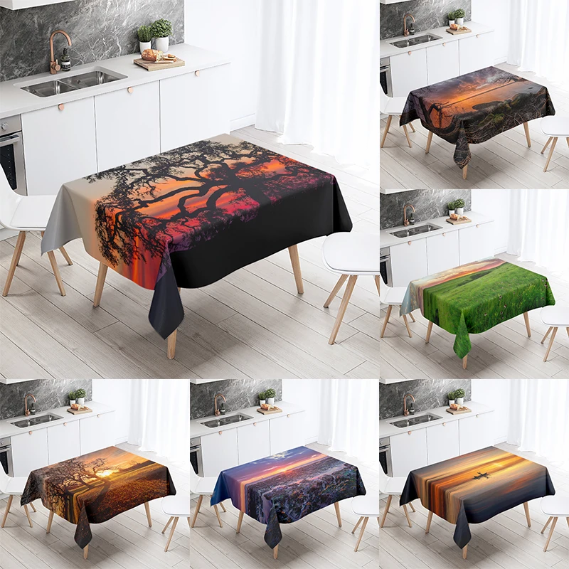 

Sunset Sunset Scenery Printed Table Cloth Camping Picnic Table Cloth Stain Resistant Waterproof Kitchen Table Home Decoration