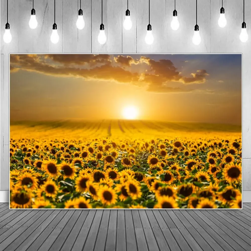 MOON.QG Spring Farm Field Photography Backdrop Sunflower Pasture Scenery Party Photocall Background Custom Decor Photo Props