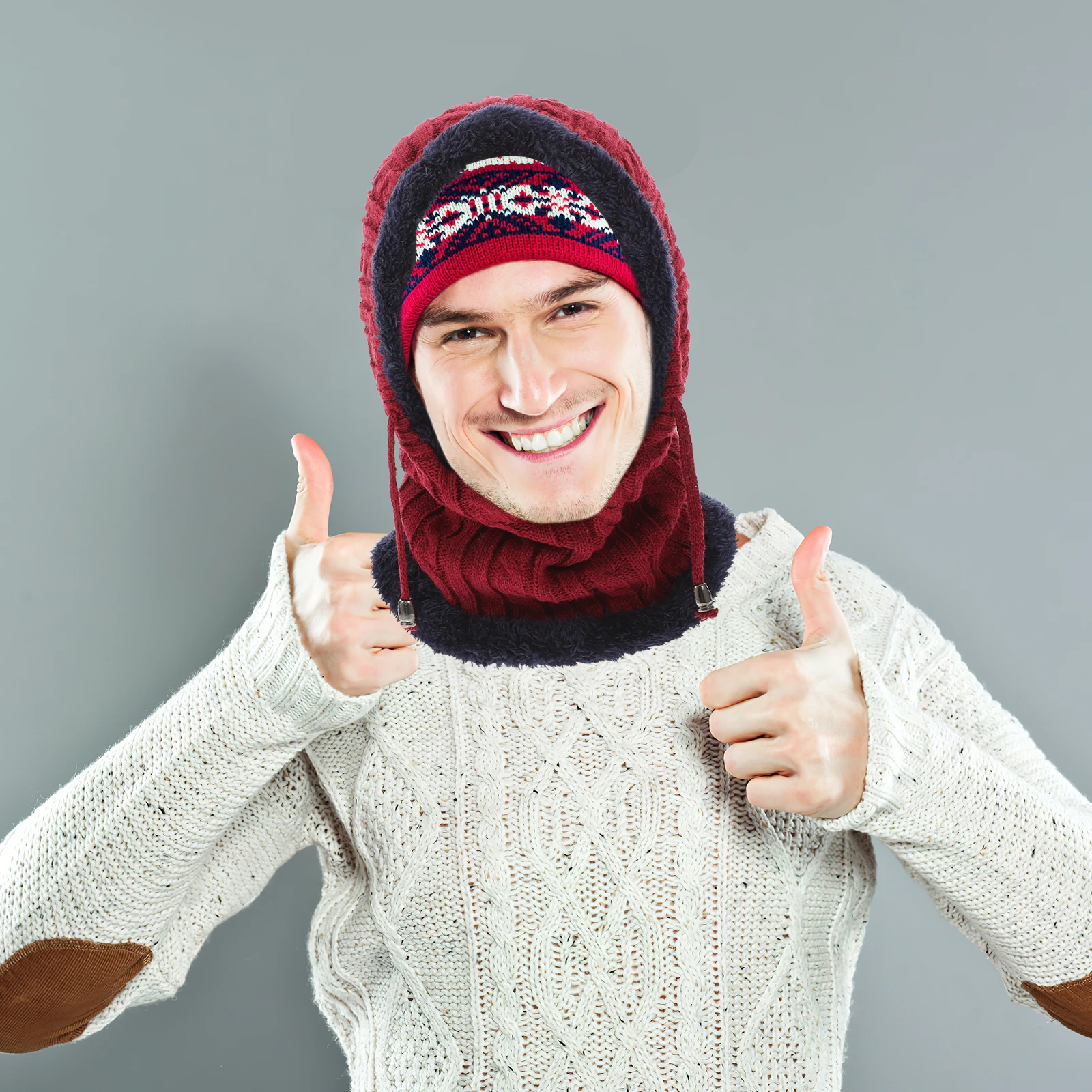 

Knit Fleece Knitted Hat Men's and Women's Scarf Keep Warm Ladies Winter Hats Lady