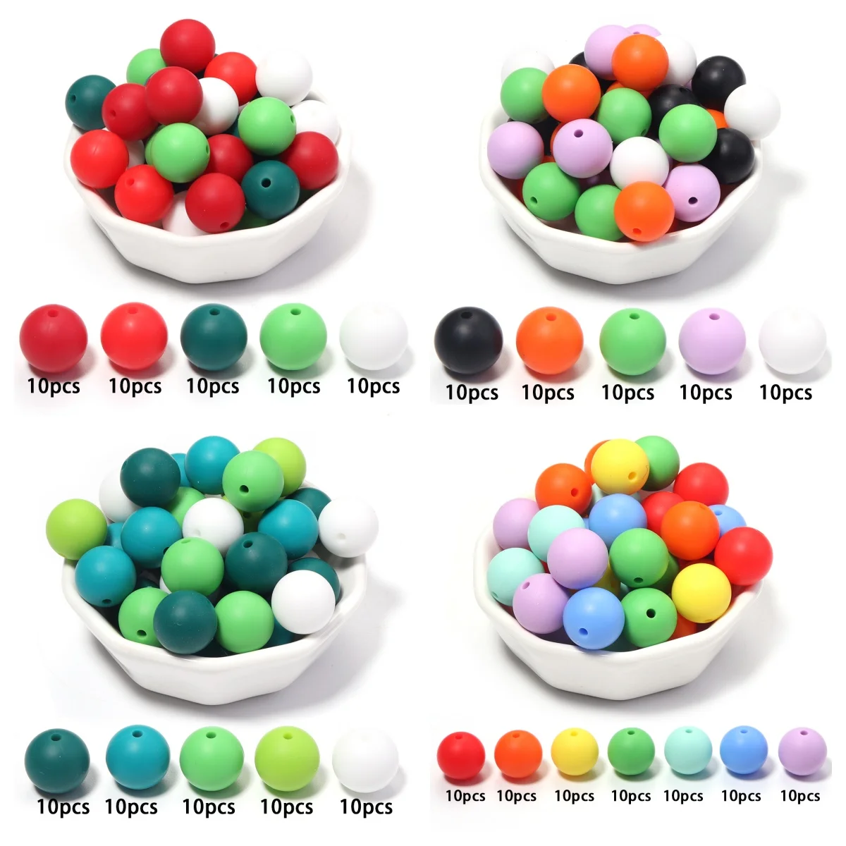 20-70pcs/lot 12/15mm Mixed Color Silicone Round Beads Loose Spacer Beads for DIY Bracelet Necklace Jewelry Making Supplies