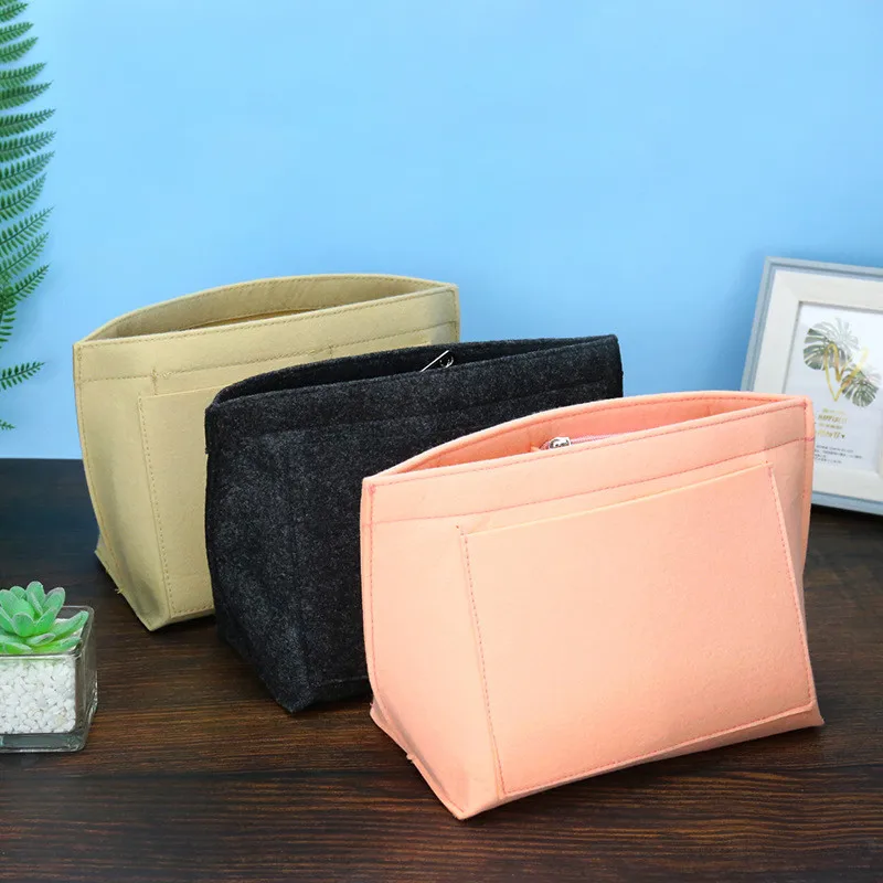 Felt Liner Bag Portable Multi-Pocket Purse Handbag Insert Bags Cosmetic Storage Bags Travel Make Up Organizer Pouch