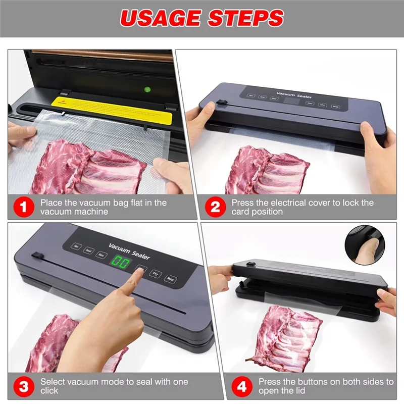 

ABJI-Electric Sealing Machine Automatic Bags Food Storage Vacuum Dry Wet Packing With 10 Free Sealing Bags US Plug