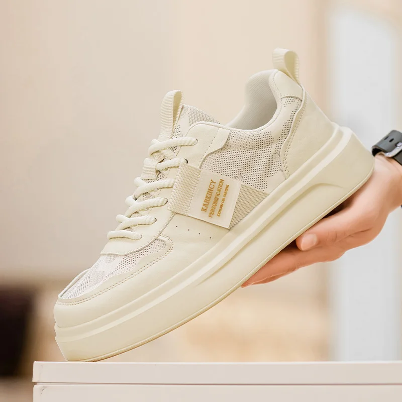

2025 летние новые мужские кроссовки, летняя дышащая повседневная обувь, модные лаконичные маленькие белые туфли, удобные повседневные кроссовки