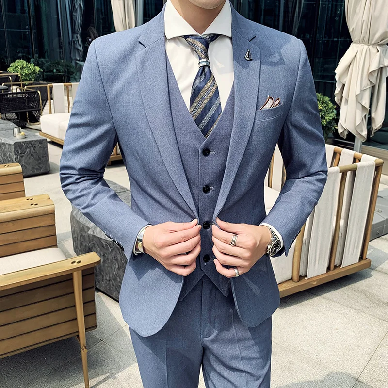 2024 New Men's (suit + Vest + Trousers) M-4XL Stylish and Handsome Banquet Wedding Casual Business Suit Three-piece Set