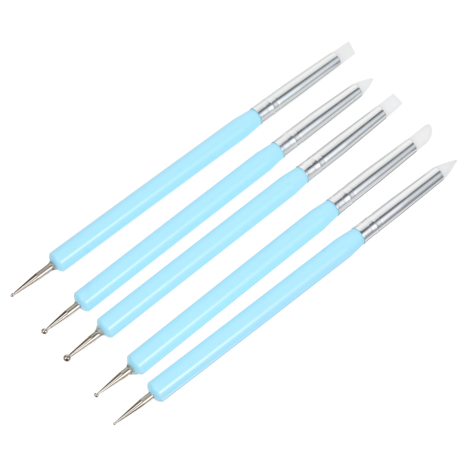 5 Pcs Silicone Dot Needle Pen Dotting Painting Brush Embossing Stylus Nail Detail Liner Manicure Gel